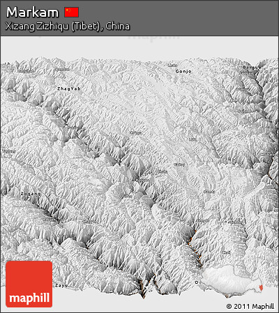 Physical Panoramic Map of Markam, semi-desaturated