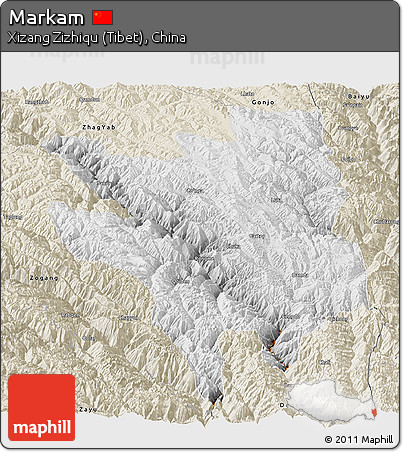 Physical Panoramic Map of Markam, shaded relief outside