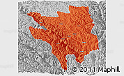 Political Panoramic Map of Markam, lighten, desaturated