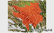 Political Panoramic Map of Markam, satellite outside