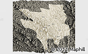 Shaded Relief Panoramic Map of Markam, darken