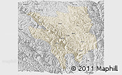 Shaded Relief Panoramic Map of Markam, desaturated