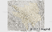 Shaded Relief Panoramic Map of Markam, semi-desaturated