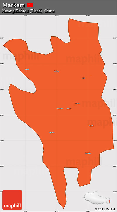 Political Simple Map of Markam, cropped outside