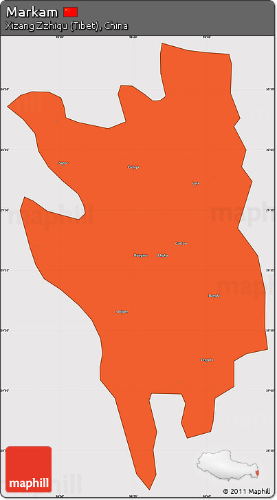 Political Simple Map of Markam, cropped outside