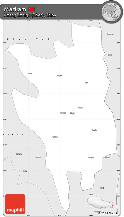 Silver Style Simple Map of Markam