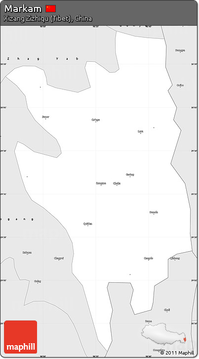 Silver Style Simple Map of Markam