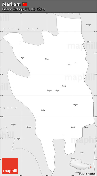 Silver Style Simple Map of Markam