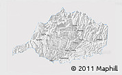 Silver Style 3D Map of Medog, single color outside