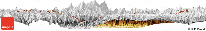 Physical Horizon Map of Medog, lighten, desaturated