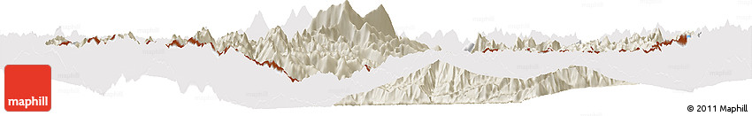 Shaded Relief Horizon Map of Medog, cropped outside