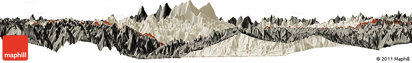 Shaded Relief Horizon Map of Medog, darken