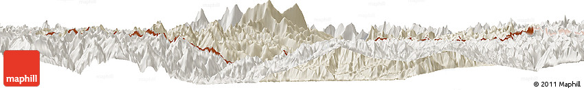 Shaded Relief Horizon Map of Medog, lighten