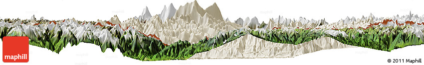 Shaded Relief Horizon Map of Medog, satellite outside