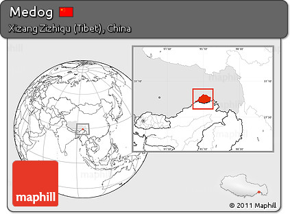 Blank Location Map of Medog, highlighted parent region