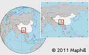 Gray Location Map of Medog, highlighted country, within the entire country