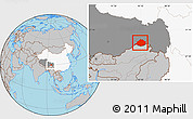 Gray Location Map of Medog, highlighted country, highlighted parent region