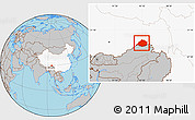 Gray Location Map of Medog, highlighted country