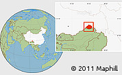 Savanna Style Location Map of Medog, highlighted country