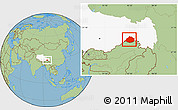 Savanna Style Location Map of Medog, highlighted parent region