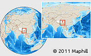 Shaded Relief Location Map of Medog, highlighted parent region, within the entire country