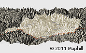 Shaded Relief Panoramic Map of Medog, darken