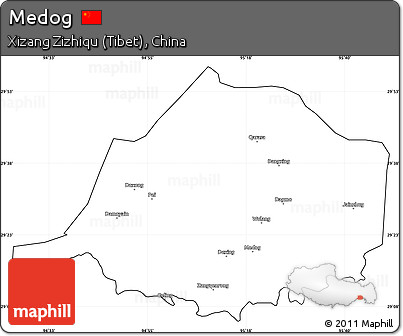 Blank Simple Map of Medog, cropped outside