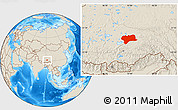 Shaded Relief Location Map of Nagqu