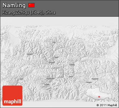 Physical 3D Map of Namling, lighten, semi-desaturated