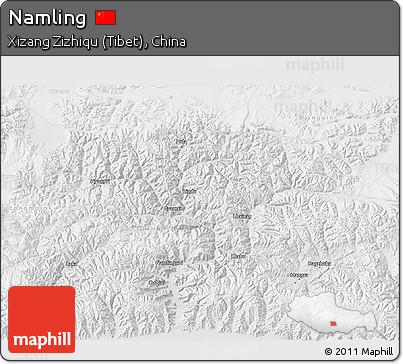 Physical 3D Map of Namling, lighten, semi-desaturated