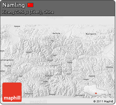 Physical 3D Map of Namling, semi-desaturated