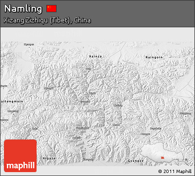 Physical 3D Map of Namling, semi-desaturated