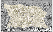 Shaded Relief 3D Map of Namling, darken, desaturated