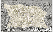 Shaded Relief 3D Map of Namling, darken, semi-desaturated