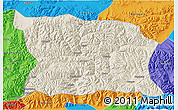 Shaded Relief 3D Map of Namling, political outside