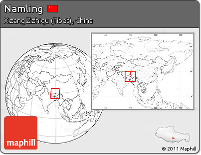 Blank Location Map of Namling, within the entire country