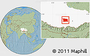 Savanna Style Location Map of Namling, highlighted parent region, hill shading