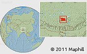 Savanna Style Location Map of Namling, hill shading