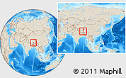 Shaded Relief Location Map of Namling, within the entire country