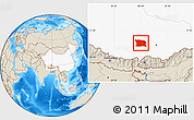 Shaded Relief Location Map of Namling, highlighted country