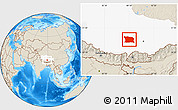Shaded Relief Location Map of Namling, highlighted parent region