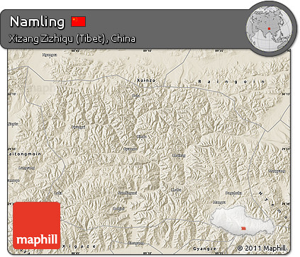 Shaded Relief Map of Namling