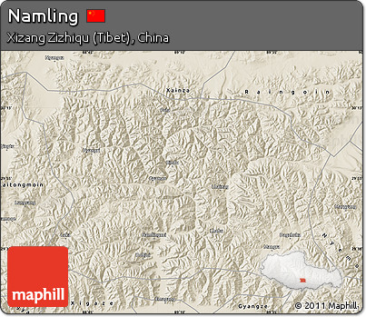 Shaded Relief Map of Namling