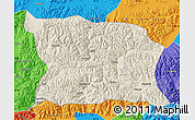 Shaded Relief Map of Namling, political outside