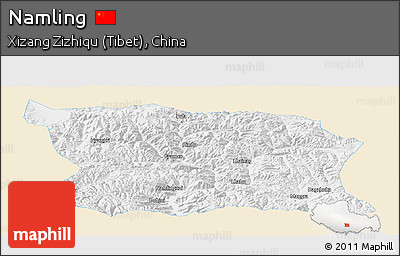 Classic Style Panoramic Map of Namling, single color outside