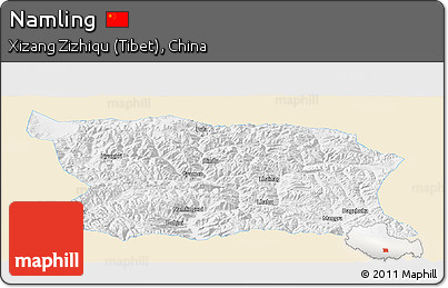 Classic Style Panoramic Map of Namling, single color outside