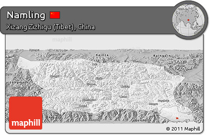 Gray Panoramic Map of Namling