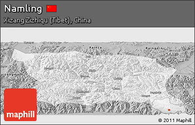 Gray Panoramic Map of Namling