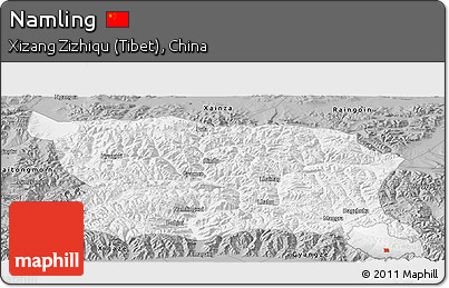 Gray Panoramic Map of Namling