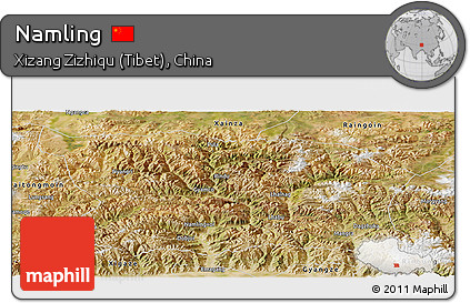 Satellite Panoramic Map of Namling